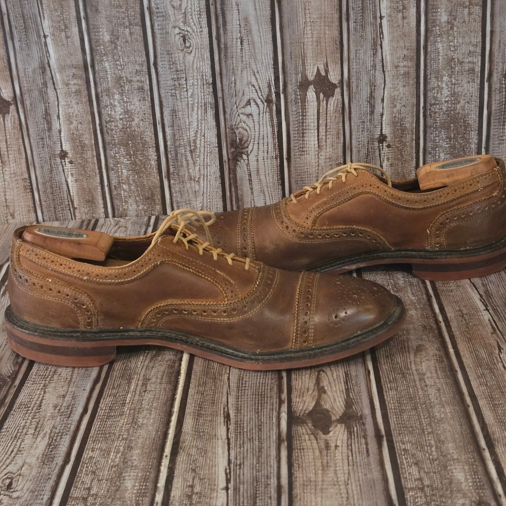 11 D Allen Edmonds Strandmok Brown Leather Dainite Soles Cap Toe Oxford Shoes - Picture 7 of 11